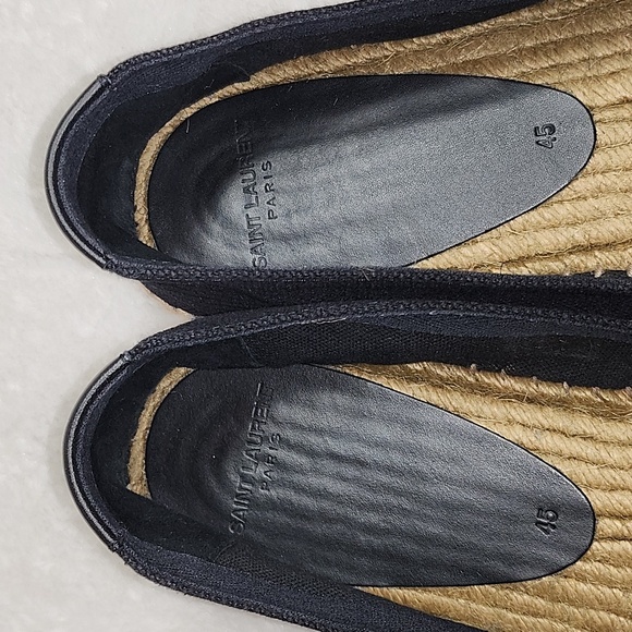YSL Saint Laurent Mens Black Canvas Slip On Espadrille Size 45/ US 11 - Picture 10 of 16